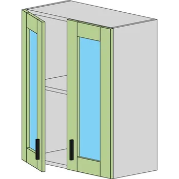 Kuchyňská linka Slevadoma Horní skříňka E-60-VV MDF Barva dvířek: bílá, Barva korpusu: dub kraft - bílý, Sklo: čiré