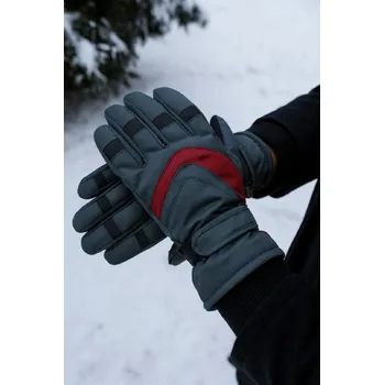 Rukavice BAZAR - Zimní rukavice - Šedo červené Velikost: L/XL