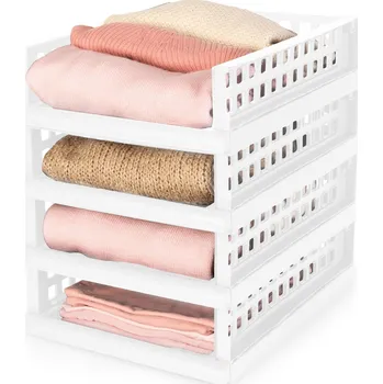 Úložný box Compactor stohovatelný organizér se čtyřmi zásuvkami, midi 34 x 45 x 11,5, bílý