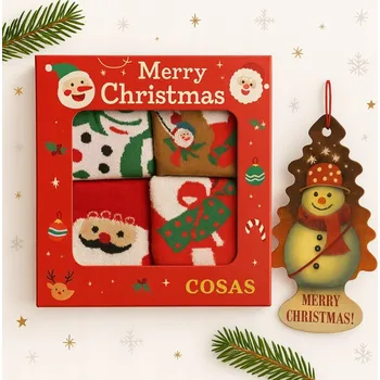 Pánské oblečení PONOŽKY DAMSKÉ UNIVERZÁLNÍ VELIKOST VÁNOČNÍ KRABIČKA 4 PÁRY