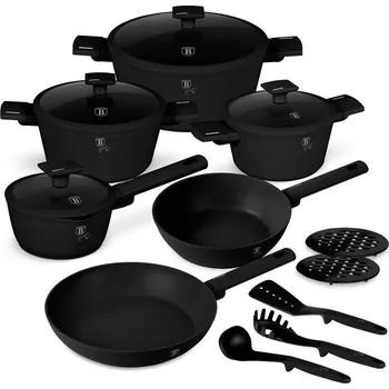 Sada nádobí Berlinger Haus Matte Black Collection BH-8198 (15 ks) černá