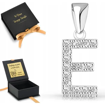 Přívěsek Stříbrný dámský přívěsek písmeno E na řetízek se zirkony, stříbro 925