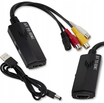 Video redukce Převodník obrazu a zvuku z AV (cinch) na HDMI (samice) 3x RCA adaptér