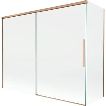 Vanová zástěna Mexen Rox 2-křídlá posuvná vanová zástěna 190 + 90 x 150 cm, průhledná, kartáčovaná měď - 8C9-190-090-65-00