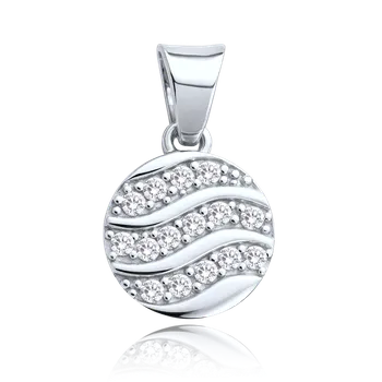 Přívěsek MINET Přívěsek z bílého zlata kolečko s bílým zirkonem Au 585/1000