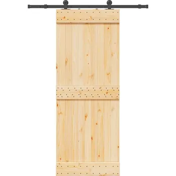 OMAXI Posuvné dveře s kováním 80 x 210 cm masivní borové dřevo 837844