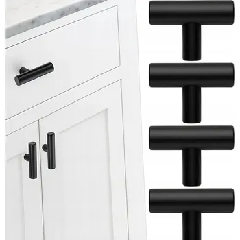 Obraz 4 X SADA KOVOVÝCH ČERNÝCH ÚCHYTEK NA NÁBYTEK MODERNÍ PRO SKŘÍŇKY A ZÁSUVKY