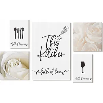 Obraz Sada obrazů na plátně Stylová kuchyně - Rostlinná dekorace