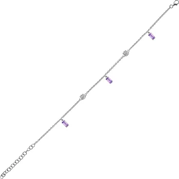 Náramek Mystic S Amethyst + White Topaz - stříbrný náramek s fialovým amethystem a bílým topazem