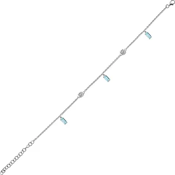 Náramek Mystic Blue Topaz + White Topaz - stříbrný náramek s modrým a bílým topazem