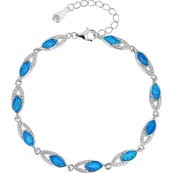 Náramek 4U Stříbrný dámský náramek Janice s modrými opály