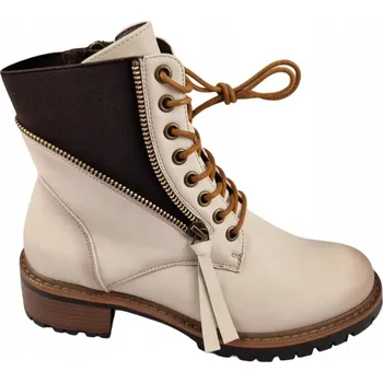 Dámská zimní obuv Kotníkové Boty na ploché podrážce VINCEZA 58559 béžové vel. 38