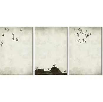 Obraz Sada obrazů na plátně – Galerie Letící ptáci Minimalismus 3x 20x30 cm