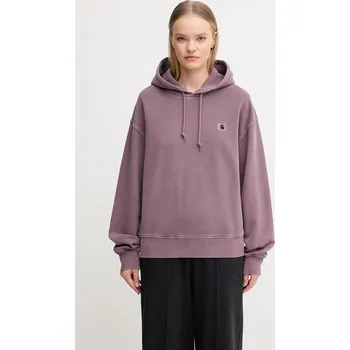 Dámská mikina Bavlněná mikina Carhartt WIP W' Hooded Nelson Sweat dámská, fialová barva, s kapucí, hladká, I032741.33IGD, XS, 94X
