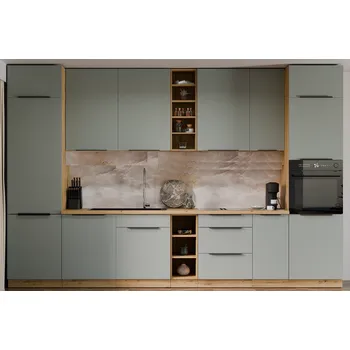 Kuchyňská linka Kuchyňská linka ARIA, sestava B 5 (DK, G-90, ZM) 360 cm, 14 skříněk, aquamarine/artisan