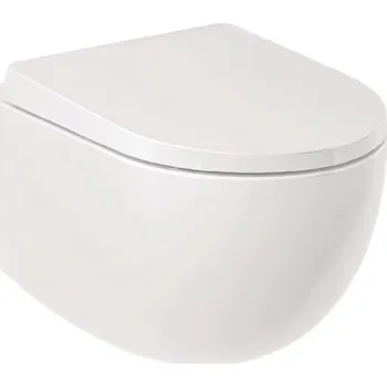 Klozet Kludi Závěsné WC se sedátkem SoftClose, Rimless, Spiralflush, lesklá bílá - 24WCSET43