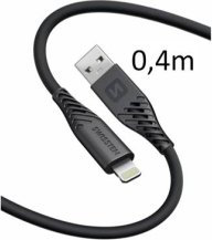SWISSTEN kabel USB-C Lightning silikonový 0,4m 3A 60W černá