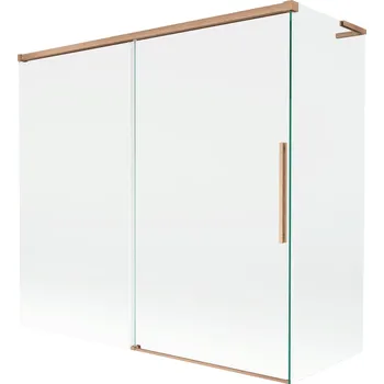 Vanová zástěna Mexen Rox L 2dílná posuvná vanová zástěna 170 + 75 x 150 cm, průhledná, kartáčovaná měď - 8C9L-170-075-65-00