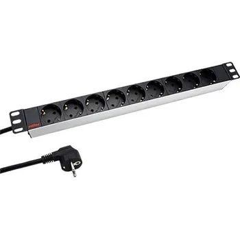 Počítač ROLINE 19" napájecí panel 1U, 9x zásuvka DE, bílý / černý, 1,8m - 19.07.1620