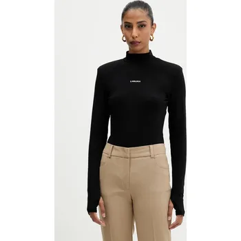 Pánské tričko Tričko s dlouhým rukávem La Mania černá barva, s pologolfem, SLEEK 99X, vel. 40