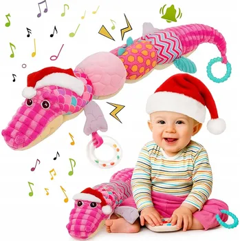 SENZORICKÁ HRAČKA PRO MIMINKA HUDEBNÍ PLYŠOVÝ ANTISTRESOVÝ KROKODÝL