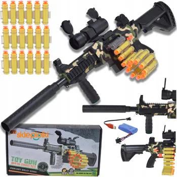 Dětská zbraň BEZPEČNÁ PUŠKA HRAČKA PRO DĚTI AUTOMAT NA MĚKKÉ ŠIPKY-PĚNY