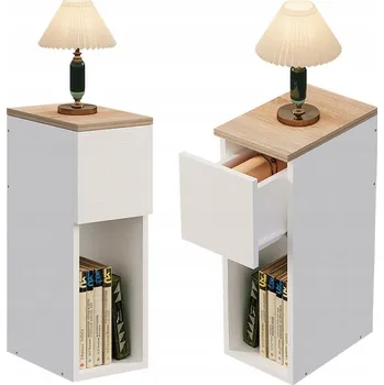 Noční stolek SZAFKA NOČNÍ WĄSKA Z SZUFLADĄ STOLEK S POLICÍ MODERNÍ LOFT DO LOŽNICE 55CM