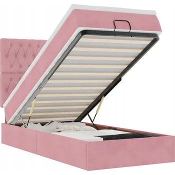 Postel Otoman s matrací 203 x 90 x 118/128 cm, růžový, s úložným prostorem