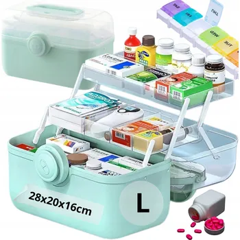 Úložný box ORGANIZÉR NA LÉKY UZAVÍRATELNÝ KONTEJNER KRABIČKA SCHRÁNKA LÉKÁRNIČKA 34x23x22 cm XL