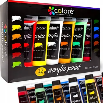 Vodová barva Akrylové barvy Colore vícebarevné 12 ks 75 ml