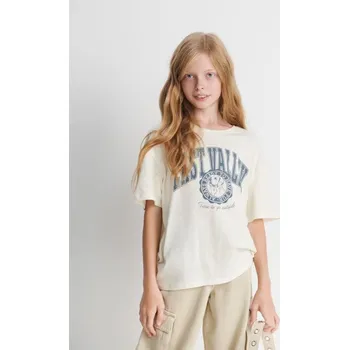 Sinsay - Tričko s krátkými rukávy a potiskem - krémová - 375AS-01X - 375AS-01X-158-1