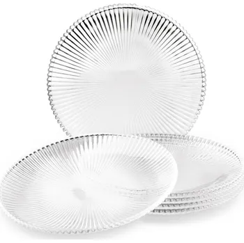 Talíř TALÍŘ Dezertní SKLENĚNÝ Lisovaný na DORTY Velký TALÍŘEK Tadar Anastázie 25 cm