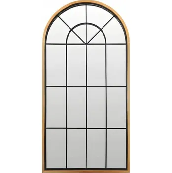 Zrcadlo ZRCADLO ZÁVĚSNÉ VE STYLU OKNA 110 X 56 CM MDF SVĚTLE HNĚDÉ