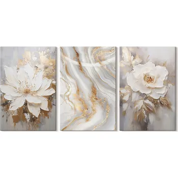 Obraz Sada obrazů na plátně Květiny Abstraktní mramor 3x 20x30 cm