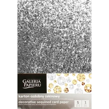Barevný papír Dekorativní karton s flitry stříbrný A4 210g 5 Kusů 208505