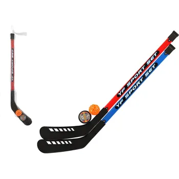 Hokejka Teddies Hokejka pozemní s míčkem a pukem 92 cm černá/modrá/červená