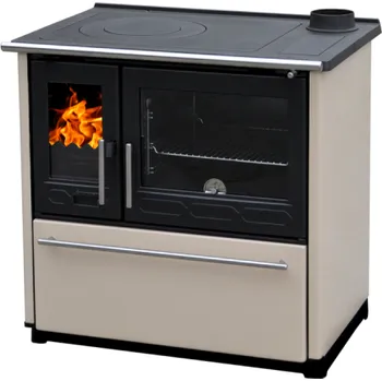 Krbová kamna PLAMEN sporák na pevná paliva 850 GLAS pravý - béžový (II. Jakost)