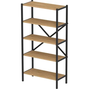 police Kovový regál IVELGAR, černá/dub safírový + vyzvednutí ZDARMA