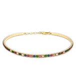 MINET Luxusní zlatý náramek s různobarevnými zirkony Au 585/1000
