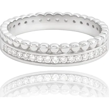 Módní doplněk Minet Dvojitý stříbrný prsten s bílými zirkony Velikost a váha prstenu: 60