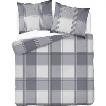 Povlečení Povlečení flanel 220x200 KOSTKA KOSTKOVANÝ VZOR GEOMETRICKÝ šedé TEPLÉ 160 g