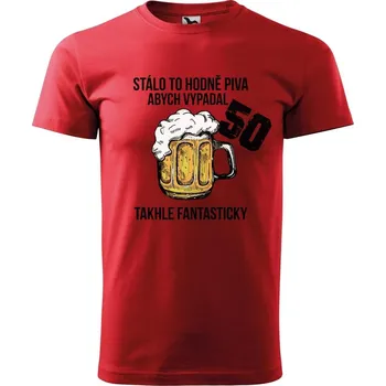 Pánské tričko DOBRÝ TRIKO Pánské tričko s potiskem Hodně piva Velikost: XS, Barva: Červená