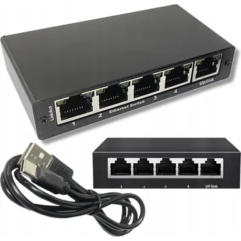 Switch Internetový Switch LAN 1 x 4 RJ45 5 portů Ethernet přepínač rozbočovač