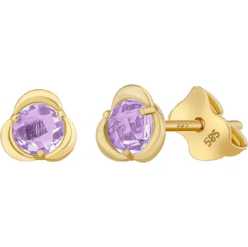 Náušnice Zlaté náušnice pecky Nya ze žlutého zlata s přírodním ametystem FNN33364EGYAM