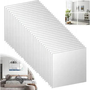 Zrcadlo ZRCADLO SAMOLEPÍCÍ SAMOLEPKY ZRCADLOVÉ NALEPOVACÍ ČTVERCE 15X15cm 40ks