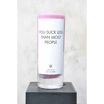 Svíčka IRONIC CANDLES sojová svíčka - YOU SUCK LESS TNAK MOST PEOPLE Velikost svíčky / Size: Střední / Medium, Barva a vůně / Color and scent: Žlutá - SUPERFRUIT (mango, mučenka, papája)