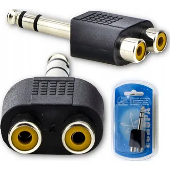 Audio kabel Redukce / adaptér stereo JACK 6,3mm samec na 2x RCA Chinch samice