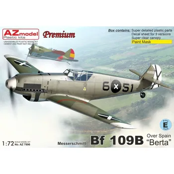 Plastikový model AZ model 1/72 Bf 109B 'Berta' over Spain (3x camo)