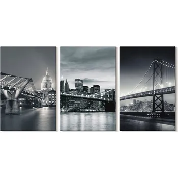Obraz Sada obrazů k dekoraci - Mosty, architektura měst, šedá, 3x 20x30 cm