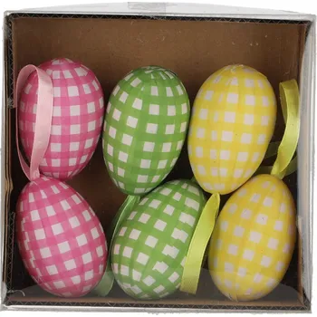 Velikonoční dekorace Vejce v mřížce 6 ks velikonoční ozdoba na Velikonoce jarní dekorace
